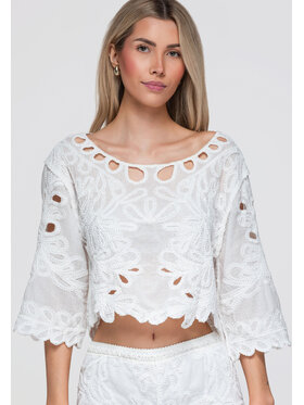 Ombre Ombre Bluzka OW-TS-E0070 Biały Loose Fit