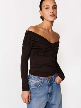 La Mania La Mania Longsleeve RIANN Brązowy Basic Fit