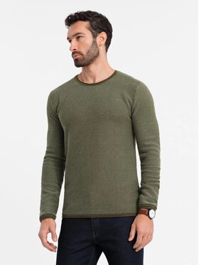 Ombre Ombre Sweter OM-SWSW-0118 Zielony Regular Fit