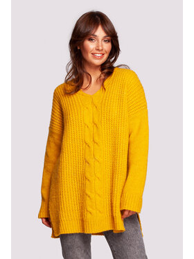BeWear BeWear Sweter BK087 Żółty Modern Fit