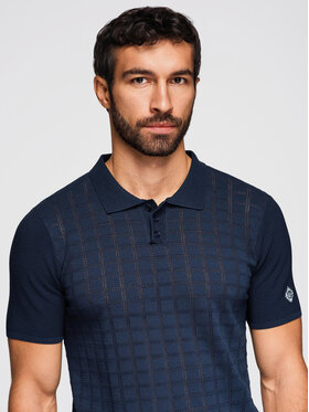 Ombre Ombre Polo OM-POSS-0168 Granatowy Regular Fit