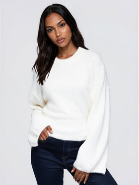 Ombre Ombre Sweter OW-SW-E0062 Beżowy jasny Relaxed Fit