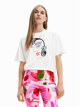 Desigual Desigual Póló Face 23SWTKBU Fehér Regular Fit