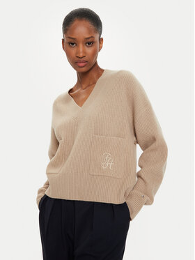 Tommy Hilfiger Tommy Hilfiger Svetr Script Soft WW0WW42149 Béžová Relaxed Fit