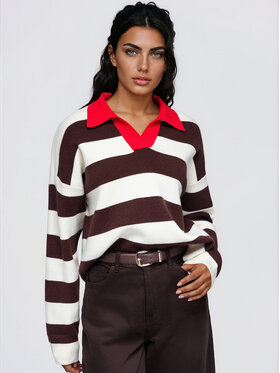 Ombre Ombre Sweter OW-SW-E0045 Brązowy Relaxed Fit