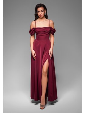 Ombre Ombre Sukienka wieczorowa LA-OM-DLR038 Bordowy Regular Fit