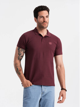 Ombre Ombre Polo OM-POBS-0100 Bordowy Regular Fit