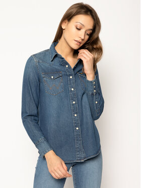 Wrangler Wrangler дънкова риза 27WW W5WSLW924 Тъмносин Regular Fit