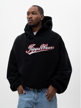 Jigga Wear Jigga Wear Bluza Bluza Z Kapturem Oversize Męska Czarna Jigga Wear Written Logo XXL Czarny Oversize