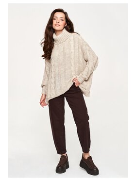 Makadamia Makadamia Sweter S179 Beżowy Loose Fit