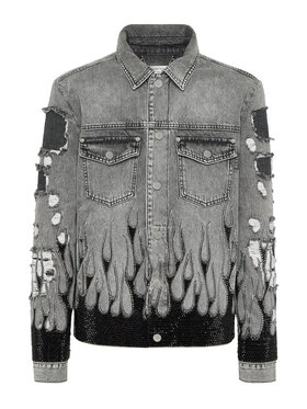 PHILIPP PLEIN PHILIPP PLEIN Jeansová bunda 21193 Šedá Regular Fit