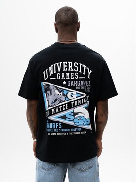 Smerfy Smerfy T-Shirt Szeroka luźna 127669 Czarny Oversize