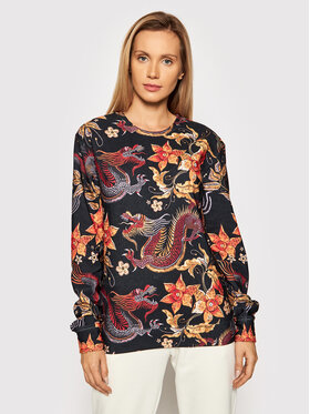 Mr. GUGU & Miss GO Mr. GUGU & Miss GO Majica dugih rukava Unisex Japan Dragon Crna Regular Fit