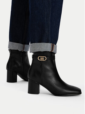 Tommy Hilfiger Tommy Hilfiger Botine Th Strap Leather Block Heel Boot FW0FW09488 Negru