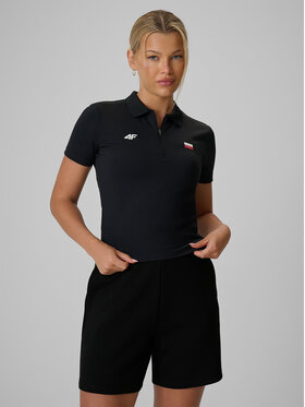 4F 4F Polo STREFA KIBICA Czarny Slim Fit