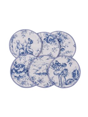 Roseberry Home Roseberry Home Podkładka na stół Mini dwustronne w stylu francuskim Toile de Jouy Blue & Stripes Niebieski