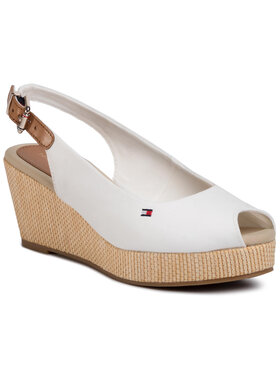 Tommy Hilfiger Tommy Hilfiger Espadrilles Iconic Elba Sling Back Wedge FW0FW04788 Blanc