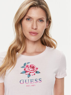 Guess T-shirt Ss Cn Glittery Rose W4RI37 JA914 Ružičasta Slim Fit