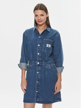 Calvin Klein Jeans Calvin Klein Jeans Jeans haljina Darted Denim Shirt Dress J20J222461 Tamnoplava Slim Fit