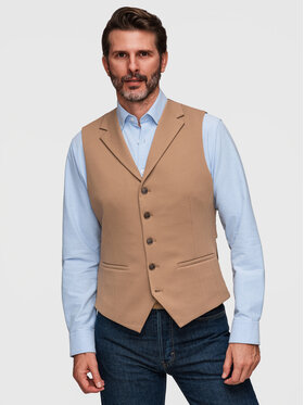 Ombre Ombre Kamizelka V66 Brązowy Slim Fit