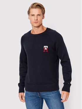 Tommy Hilfiger Tommy Hilfiger Sweter Monogram American MW0MW27938 Granatowy Relaxed Fit