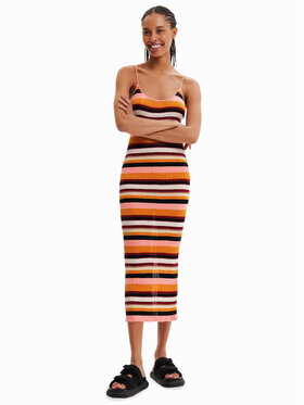 Desigual Desigual Letní šaty 23SWVF11 Oranžová Slim Fit