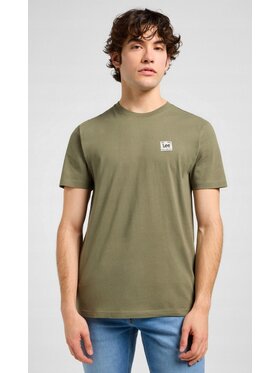 Lee Lee T-Shirt Regular Tee Woven Label Zielony Regular Fit