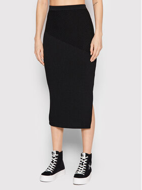 Calvin Klein Calvin Klein Puzdrová sukňa Iconic Rib K20K204180 Čierna Slim Fit