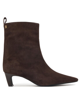 Tommy Hilfiger Tommy Hilfiger Čizme Kitten Heel Suede Ankle Boot FW0FW09670 Tamno smeđa