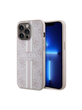 Guess Guess Etui na telefon 4G Printed Stripes MagSafe Różowy