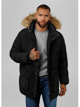 PITBULL PITBULL Kurtka zimowa parka męska z kapturem Forest XXL Czarny Regular Fit