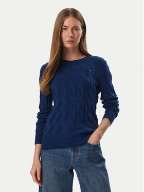 Tommy Hilfiger Tommy Hilfiger Pulover WW0WW43586 Bleumarin Regular Fit