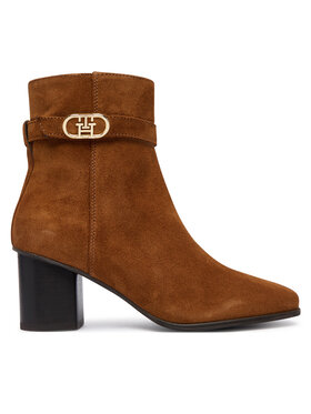 Tommy Hilfiger Tommy Hilfiger Botine Th Strap Suede Block Heel Boot FW0FW09521 Bej închis