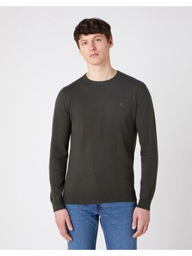 Wrangler Wrangler Sweter CREW KNIT ROSIN Zielony Regular Fit