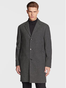 Calvin Klein Calvin Klein Gyapjú kabát Statement K10K109952 Fekete Regular Fit