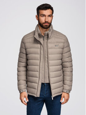 Ombre Ombre Kurtka puchowa OM-JALP-0231 Beżowy Regular Fit