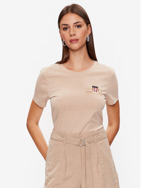 Gant Gant T-Shirt Archive Shield 4200417 Béžová Regular Fit