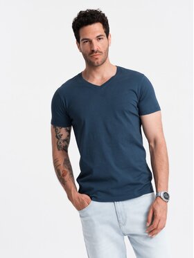 Ombre Ombre T-Shirt OM-TSBS-0145 Modrá Regular Fit