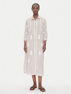 Selmark Selmark Φόρεμα καλοκαιρινό BC196 Μπεζ Relaxed Fit