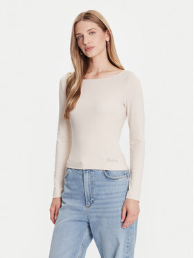 Guess Guess Blúz W5BP46 KCYV2 Bézs Slim Fit