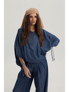 Deni Cler Milano Deni Cler Milano Bluzka W-DC-1341-F2-I1-58-1 Granatowy Loose Fit