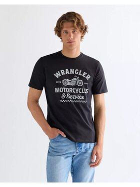 Wrangler Wrangler T-Shirt AMERICANA TEE Czarny Regular Fit
