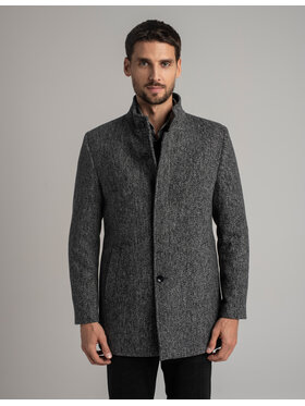 Borgio Borgio Płaszcz wełniany rivara_sz Szary Slim Fit