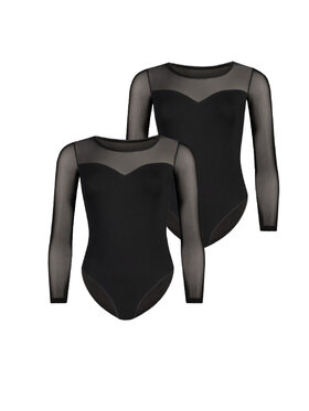 Teyli Teyli Body z siateczką Willow Czarny Regular Fit