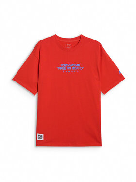 4F 4F T-Shirt FOB Czerwony Loose Fit