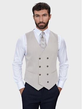 Evenemen Evenemen Kamizelka garniturowa Boston SW084 Écru Slim Fit