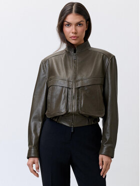 FAN LEATHER FAN LEATHER Kurtka skórzana JTLW844-55 Khaki Loose Fit