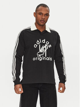 adidas adidas Тениска с яка и копчета Rugby JD1091 Черен Regular Fit