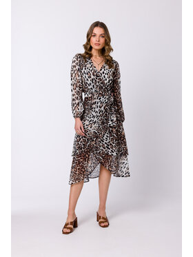 Stylove Stylove Sukienka codzienna S341 Brązowy Regular Fit