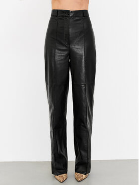 FAN LEATHER FAN LEATHER Spodnie skórzane TRW873-110 Czarny Loose Fit